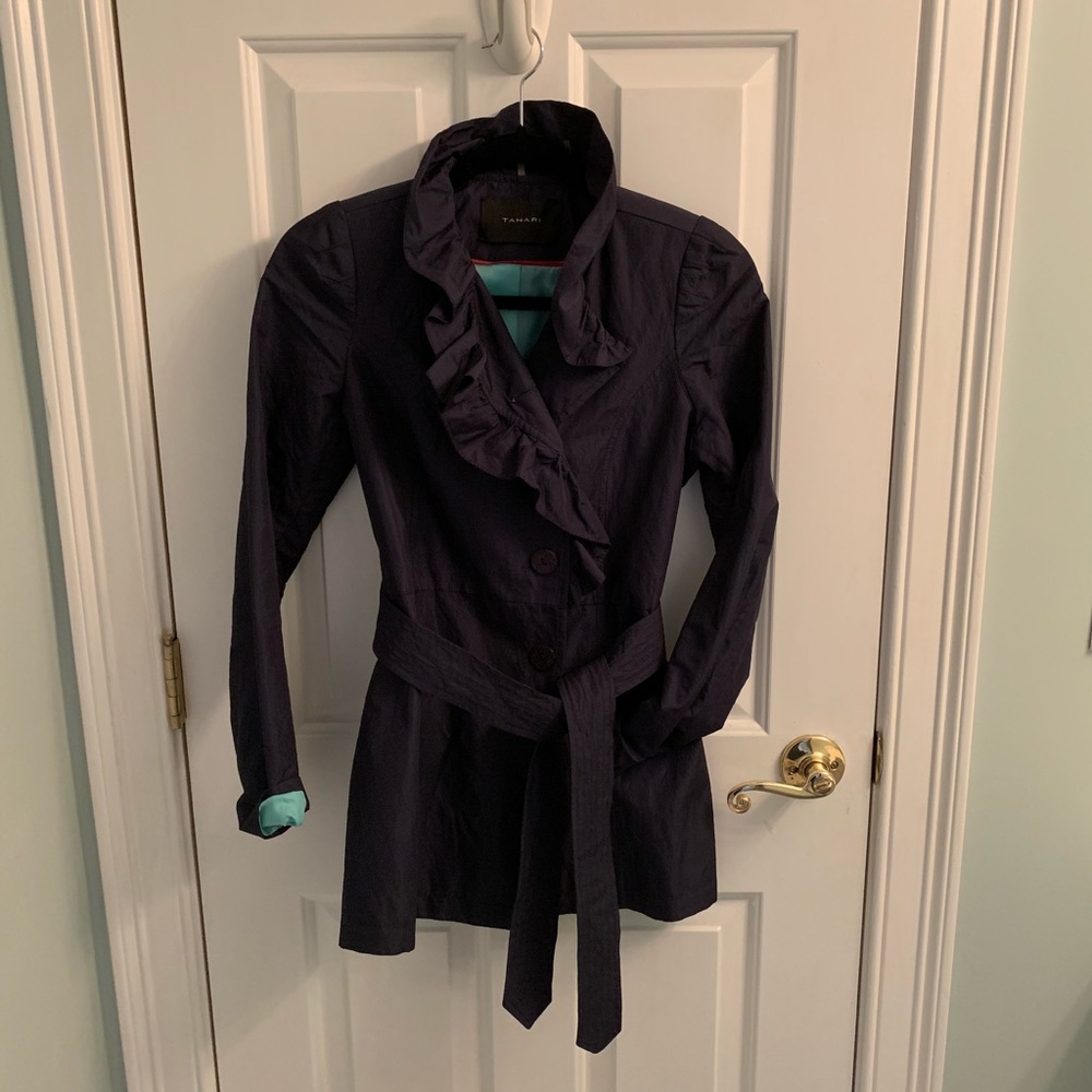 Navy Tahari Nylon Jacket